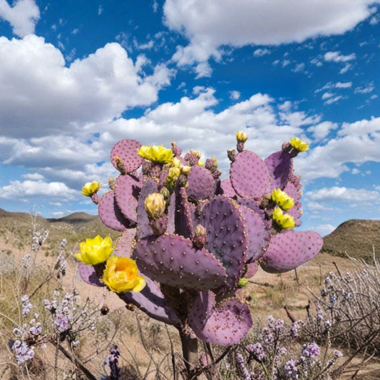 Purple Prickly Pear Cactus – Opuntia spp. Live Plant | 6–8 Inches Tall | 4" Nursery Pot  Colorful Succulent | Easy Care Cactus | Indoor or Outdoor Plant