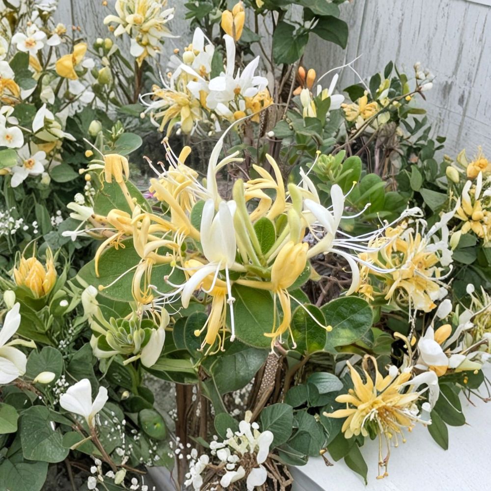 Japanese Honeysuckle Plant – Lonicera japonica Live Rooted Vine in Pot | Fragrant Yellow & White Flowers | Climbing Garden Plant | Fast Growing