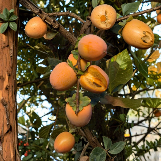 Chocolate Persimmon – Diospyros kaki Grafted Live Tree | 2–3 Feet Tall | Ships in 3 Gallon Pot  Sweet Spicy Brown Flesh | Rare Variety | Self-Fruitful Tree