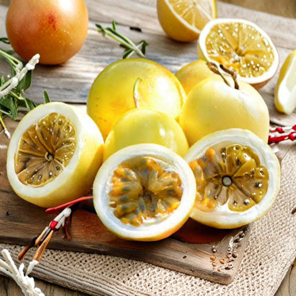 Yellow Passion Fruit – Passiflora edulis Live Vine | 1–2 Feet Tall | Includes 6 Inch Nursery Pot  Tropical Climbing Vine | Sweet-Tart Golden Fruit | Fast Growing