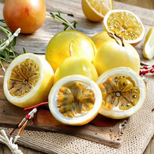 Yellow Passion Fruit – Passiflora edulis Live Vine | 1–2 Feet Tall | Includes 6 Inch Nursery Pot  Tropical Climbing Vine | Sweet-Tart Golden Fruit | Fast Growing