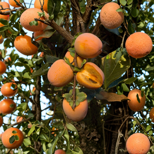 Chocolate Persimmon – Diospyros kaki ‘Chocolate’ Grafted Live Fruit Tree | 3–4 Feet Tall | Shipped in 3 Gallon Pot  Sweet Spicy Flavor | Brown Flesh Variety | Low Chill & Self-Fruitful