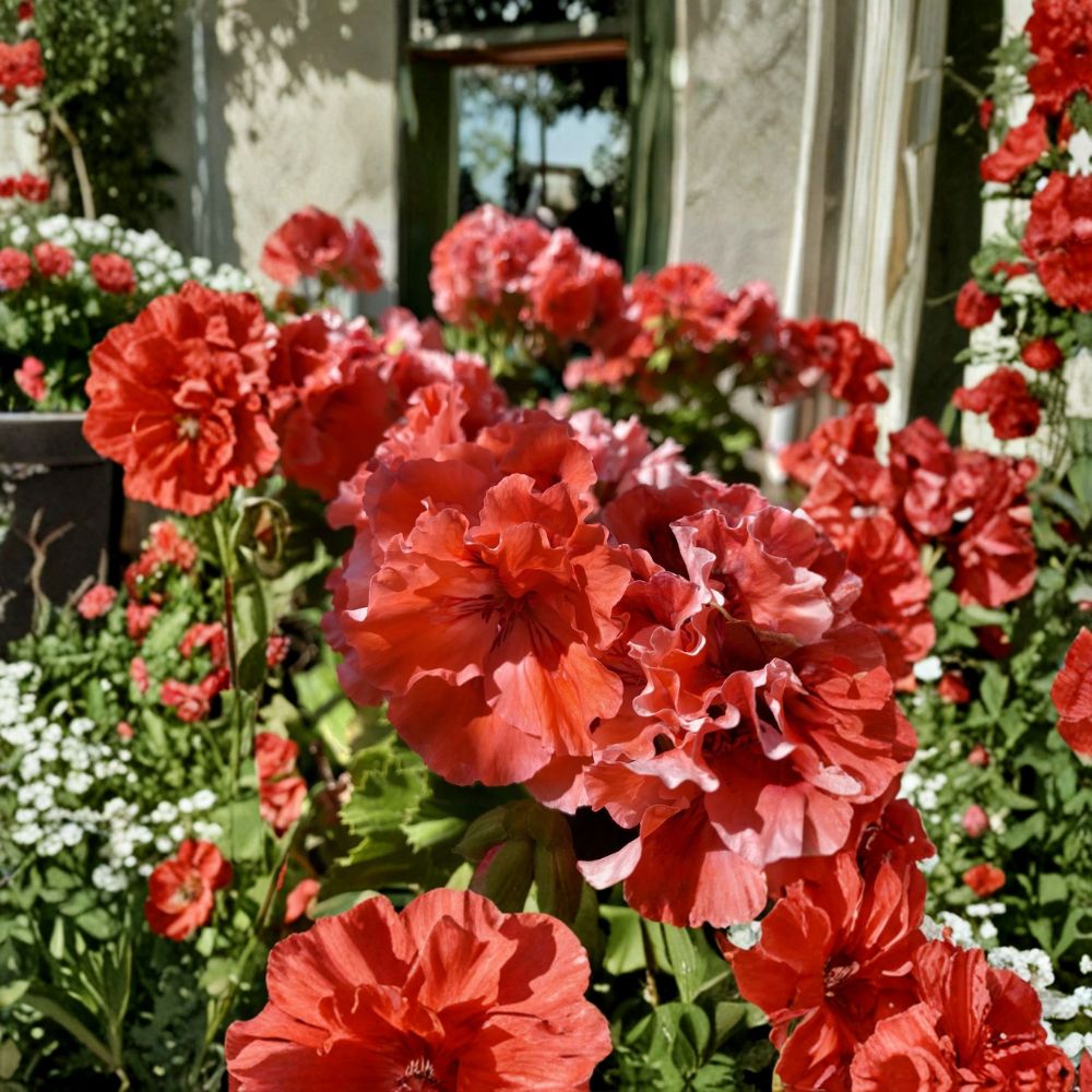 Double Red Orange Geranium Cuttings – 5 Fresh Pelargonium Cuttings | Vibrant Flowering Plant | Easy to Root Garden & Patio Plant