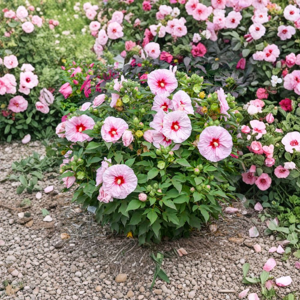 Hibiscus ‘All Eyes On Me’ – Live Starter Plant | 7–14 Inches Tall | Hardy Perennial Hibiscus | Large Pink Summer Blooms | Pollinator Friendly Garden Plant