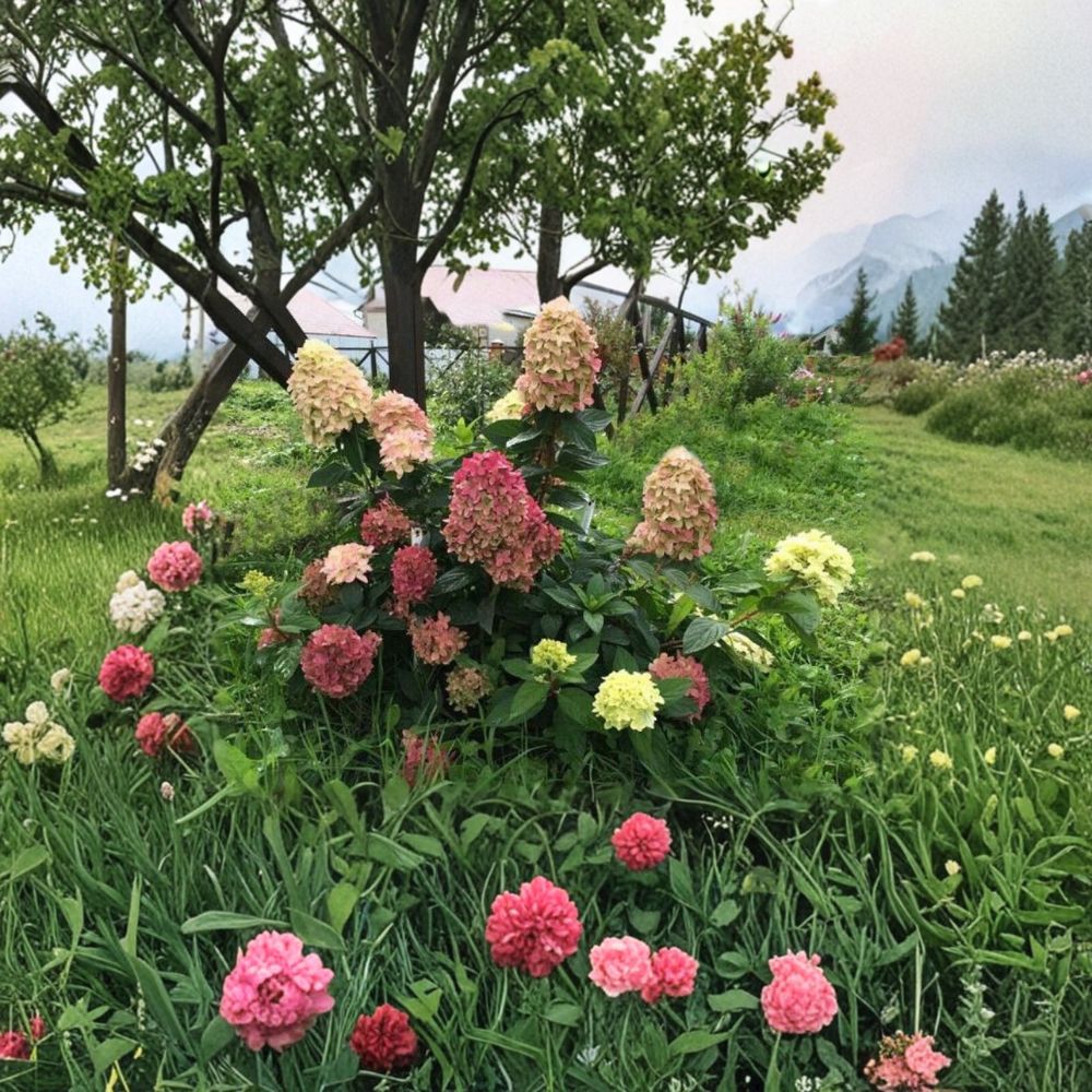 Hydrangea ‘Graffiti’ – Set of 2 Live Starter Plants | 6–8 Inches Tall | Lime to Pink Blooms | Compact Panicle Hydrangea | Hardy Flowering Shrub
