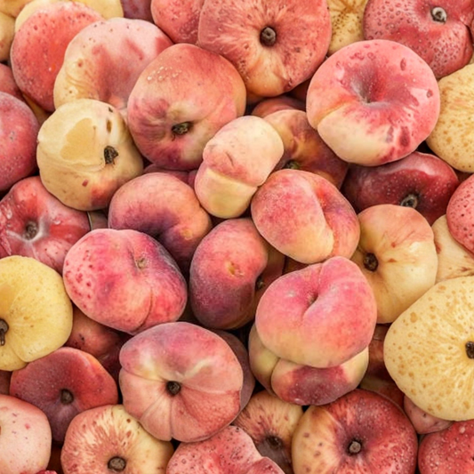 Peach ‘Donut’ – Prunus persica (Flat / Saucer Peach) Live Fruit Tree | 2–3 Feet Tall | Shipped in 3 Gallon Pot  Sweet White Flesh | Unique Flat Shape | Low Chill Variety