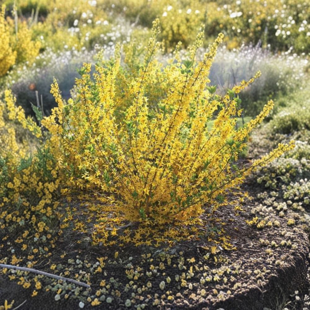 Forsythia ‘Flying Machine’ – Live Starter Plant | 7 Inches Tall | Includes Nursery Pot Golden Yellow Spring Blooms | Hardy Flowering Shrub | Easy to Grow