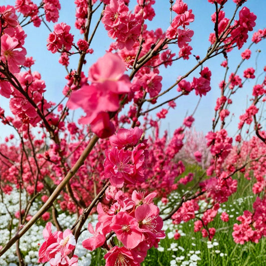 Early Red Flowering Peach – Prunus persica Live Ornamental Tree | 2–3 Feet Tall | Includes 3 Gallon Pot  Double Red Blooms | Early Spring Color | Deciduous Landscape Tree