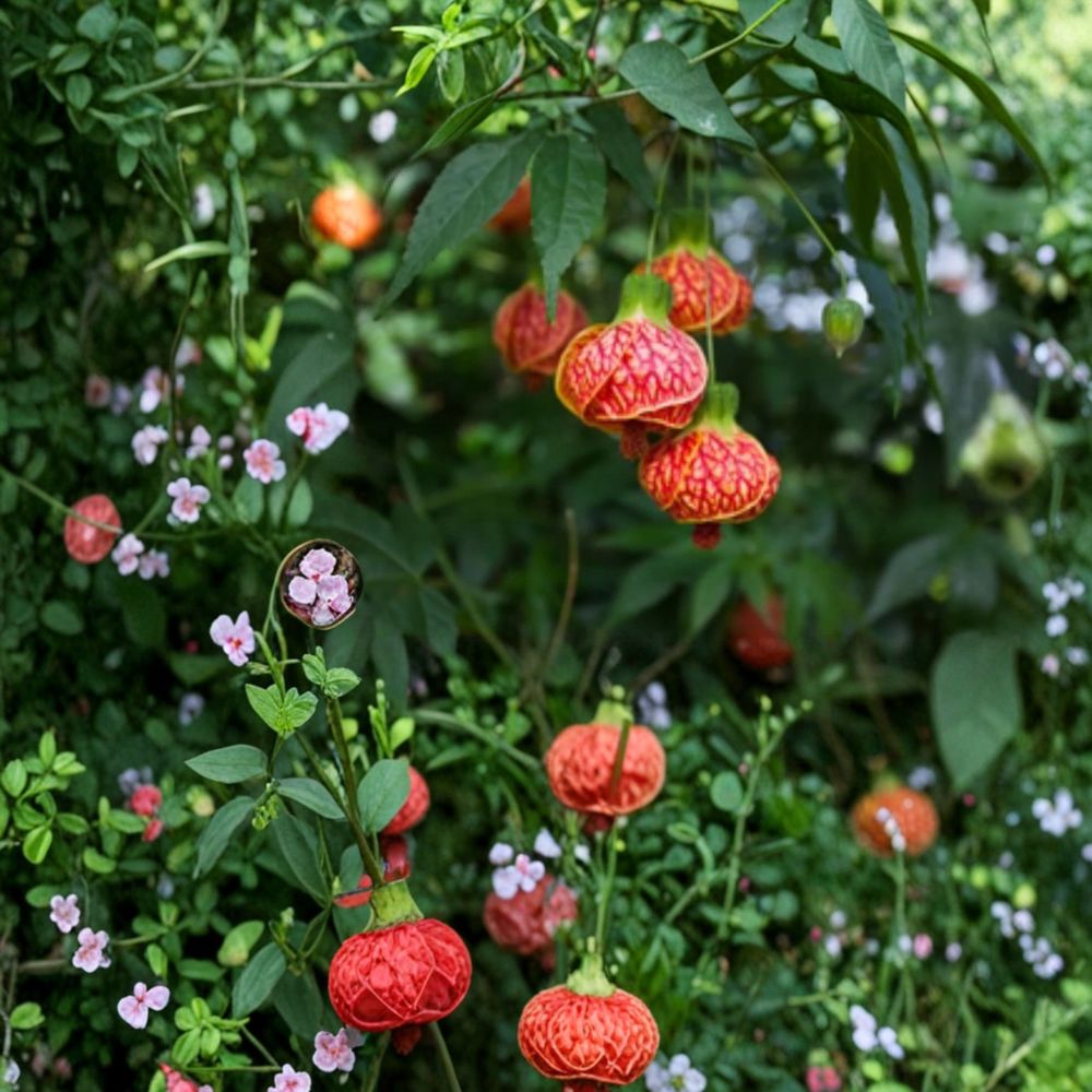 Tiger Eye Abutilon Plant – Flowering Maple Live Starter | Small Rooted Plant in Pot | Orange Blooming Plant | Patio & Garden Friendly | Easy to Grow
