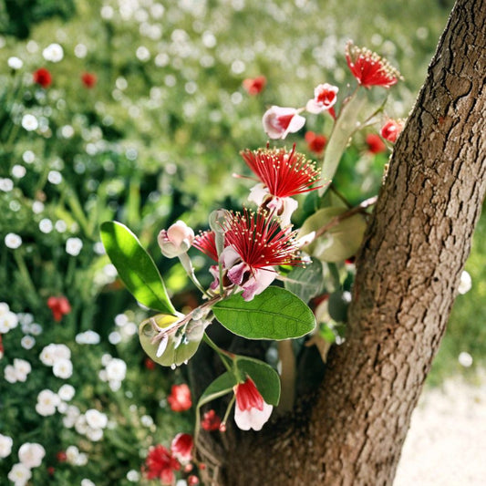 Pineapple Guava – Feijoa sellowiana Live Fruit Shrub | 1 Foot Tall | Ships in 1 Gallon Pot  Sweet Tropical Flavor | Evergreen Edible Plant | Landscape Favorite