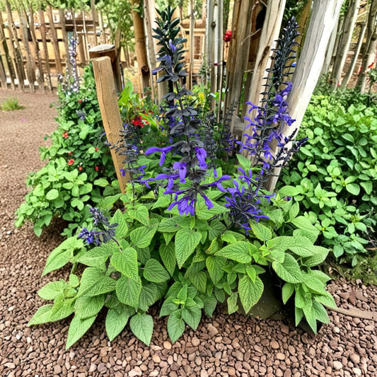 Salvia ‘Black & Bloom’ – Salvia guaranitica Live Flowering Plant | Includes 6" Pot  Rich Blue Blooms | Dark Stems | Full Sun Favorite