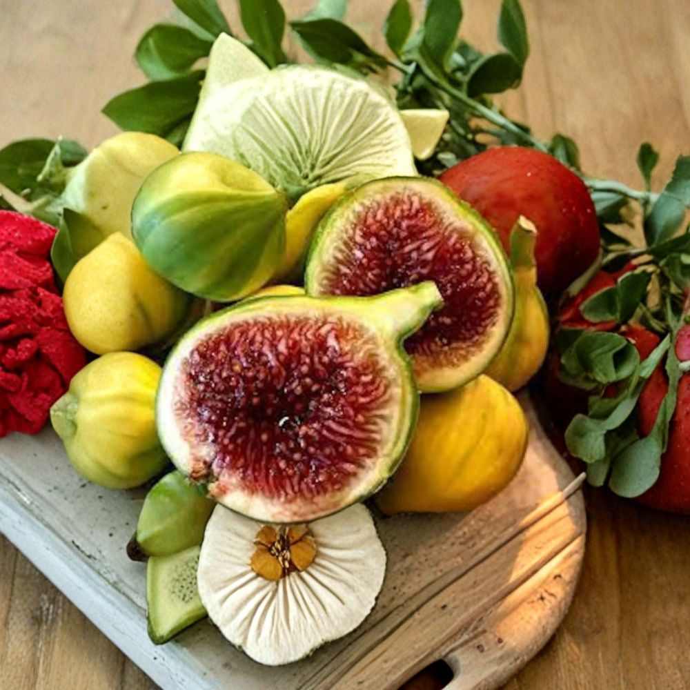 Panache Tiger Fig – Ficus carica Live Fruit Tree | 3–4 Feet Tall | Includes 3 Gallon Nursery Pot  Green & Yellow Striped Fruit | Strawberry Red Flesh | Extremely Sweet