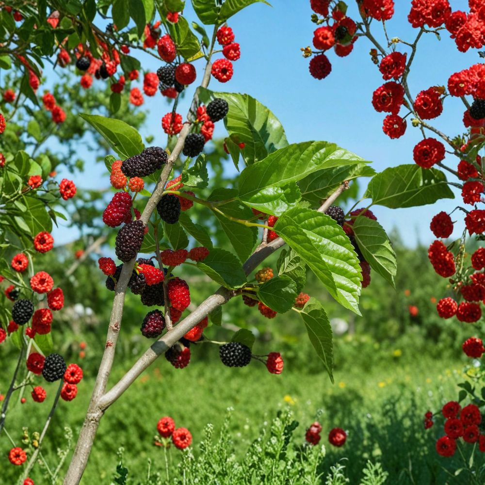 Dwarf Mojo Berry Mulberry – Morus rotundiloba ‘Matsunaga’ Live Starter Plugs | 3–6 Inches Tall | 10 Pack Bare Root Fruit Plants | Compact Patio Berry Tree