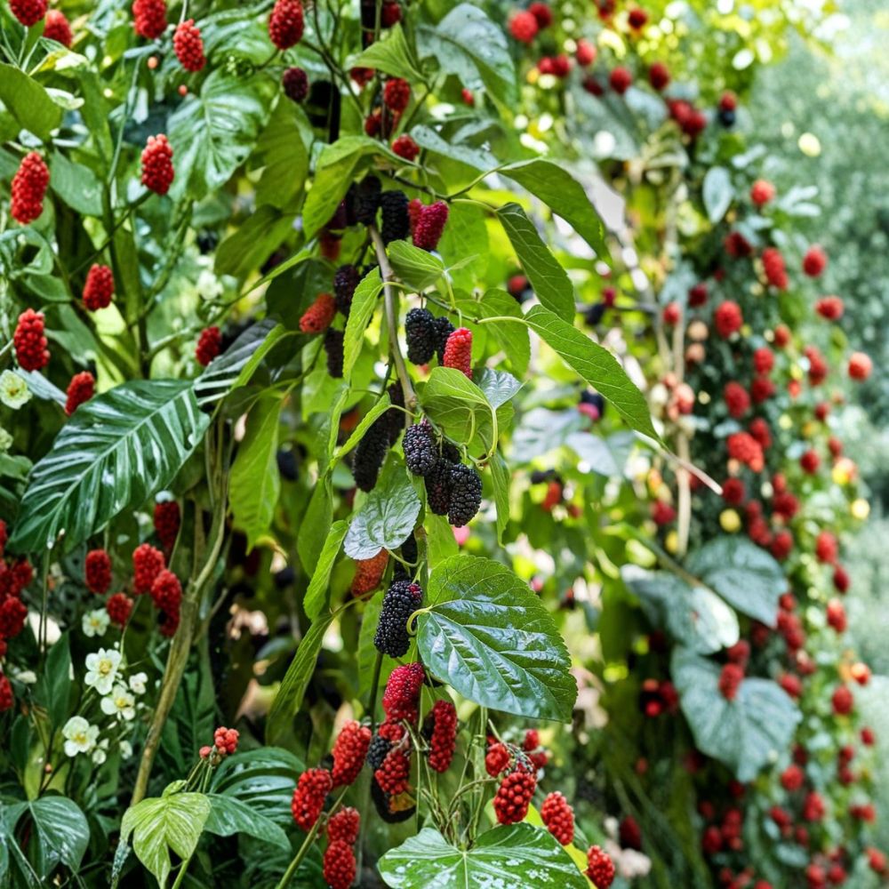 Dwarf Everbearing Mulberry – Morus nigra Live Starter Plants | 4–6 Inches Tall | 2 Pack Rooted Berry Trees | Patio & Container Friendly | Easy to Grow