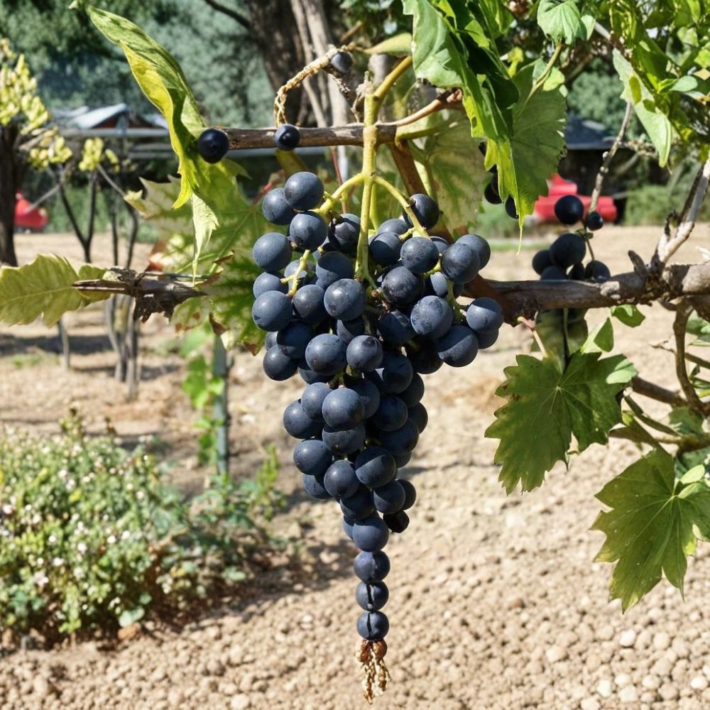 Muscat Bleu Grape Vine – Vitis vinifera Live Plant | 1–2 Ft Tall Sweet Blue Table Grape | Cold Hardy Organic Grape Vine | Patio & Backyard Friendly