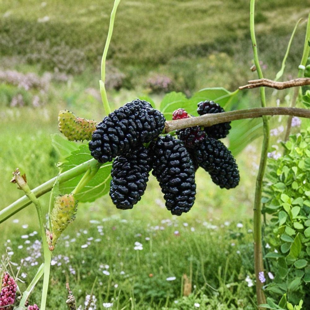 Black Mulberry Trees – Morus nigra Live Plants | 2 Pack 1–2 Ft Bare Root | Sweet Dark Berry Fruit Tree | Fast Growing Backyard Orchard Tree