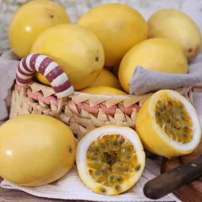 Exotic Passion Fruit Seeds var. Yellow Granadilla (Passiflora edulis f. flavicarpa) – Premium Yellow Passionflower Vine Seeds for Planting (150+ Pcs)