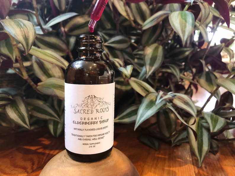 Organic Elderberry Syrup 2 oz Amber Glass Bottle with Dropper - Sambucus nigra - Immune Support, Vegan, Gluten-Free