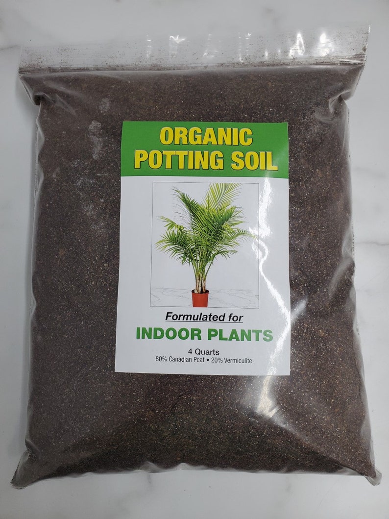 Organic Potting Soil - 4 Quart Bag - Indoor Plant Potting Soil - 80% Canadian Peat, 20% Vermiculite