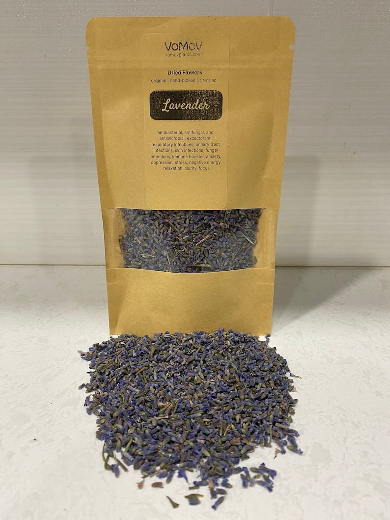 Organic Dried Lavender Flowers 0.5 oz - Premium Hand-Picked, Home-grown, Non-GMO, No Pesticides, Great for Tea, Crafts, Beauty