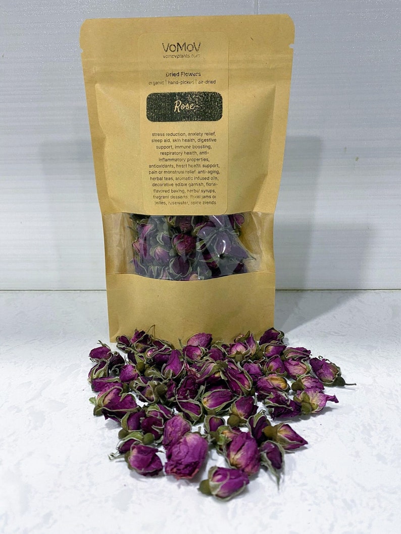 Organic Dried Rose Flower Buds 1 oz - Premium Hand-Picked, Non-GMO, Pesticide-Free for Tea, Crafts, Soapmaking, Beauty