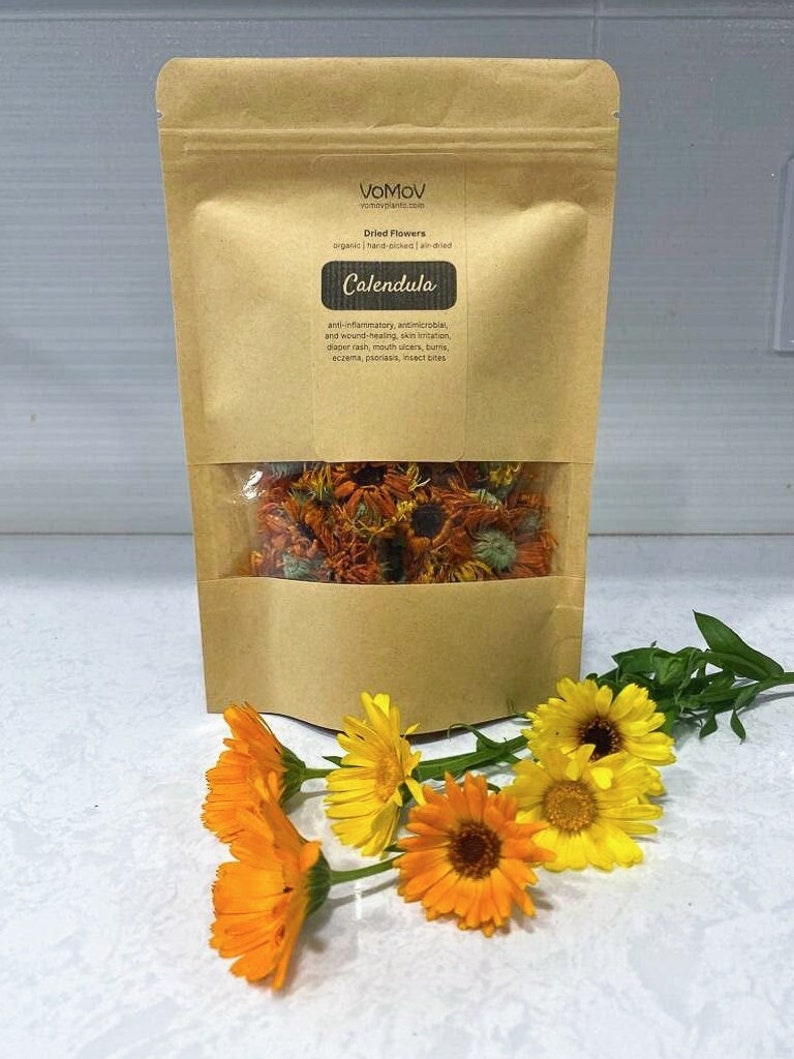 Organic Dried Calendula Flowers 0.5 oz - Hand-Picked, Air-Dried, Non-GMO, Pesticide-Free - Calendula officinalis for Tea & Crafts