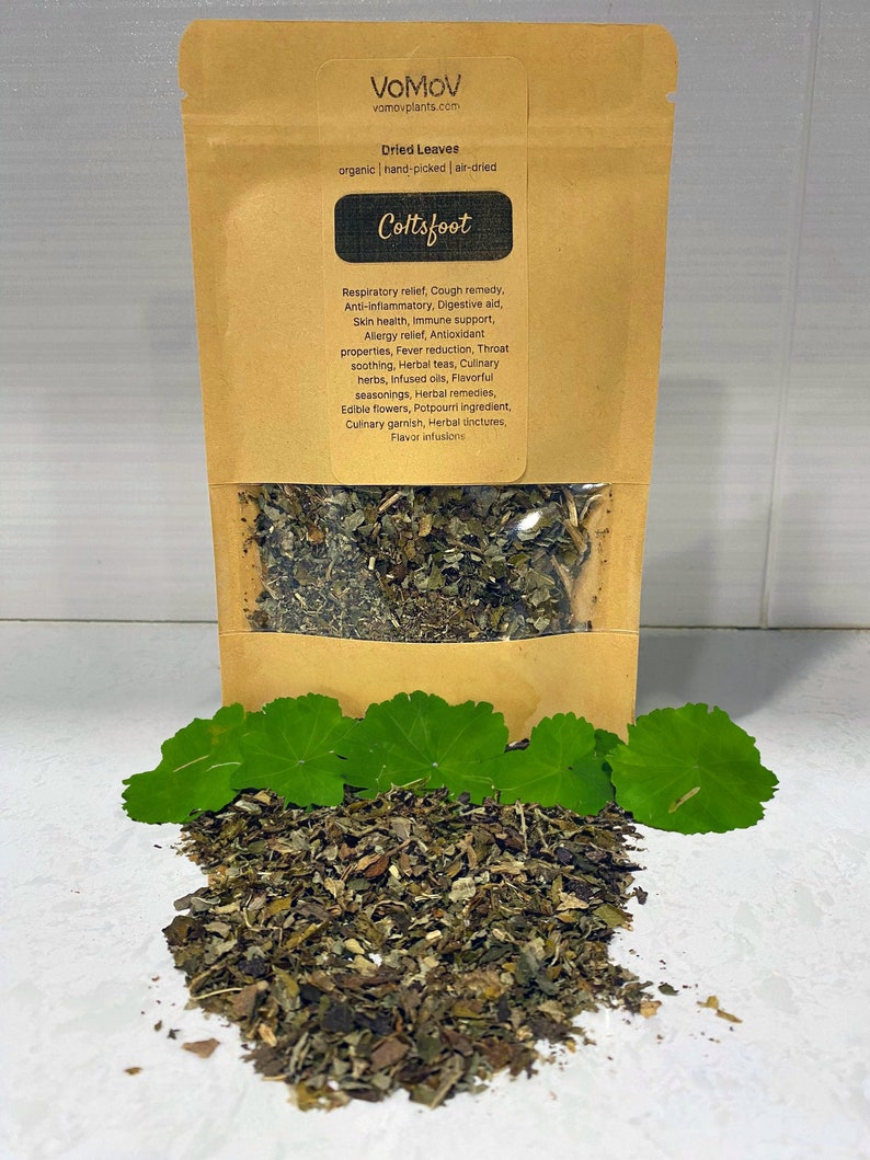 Organic Coltsfoot Leaves Dried Cut 0.5 oz - Tussilago farfara - Premium Home-Grown, No GMO, No Pesticides, Hand-Picked for Tea & Crafts