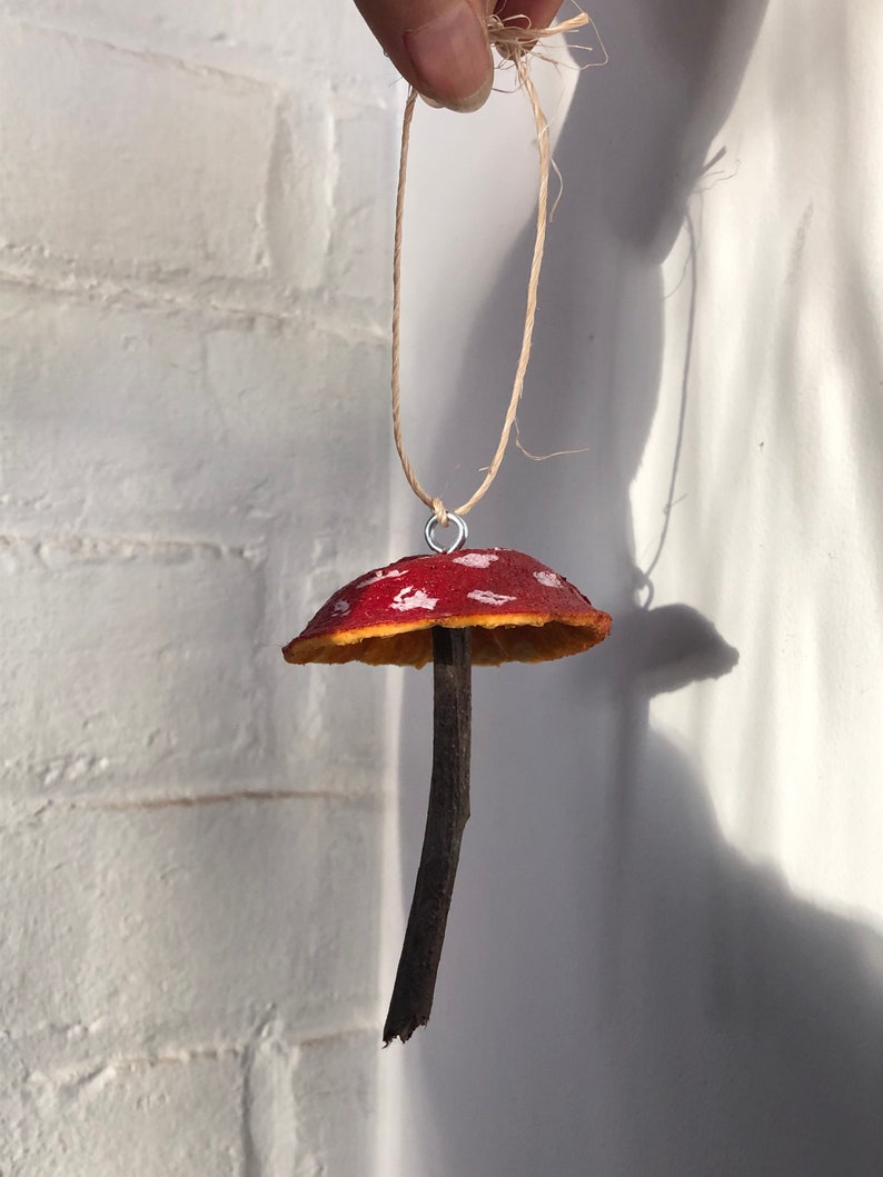 Mushroom Ornament - Handmade Dried Clementine Rind Decor - Unique Holiday Decoration ??