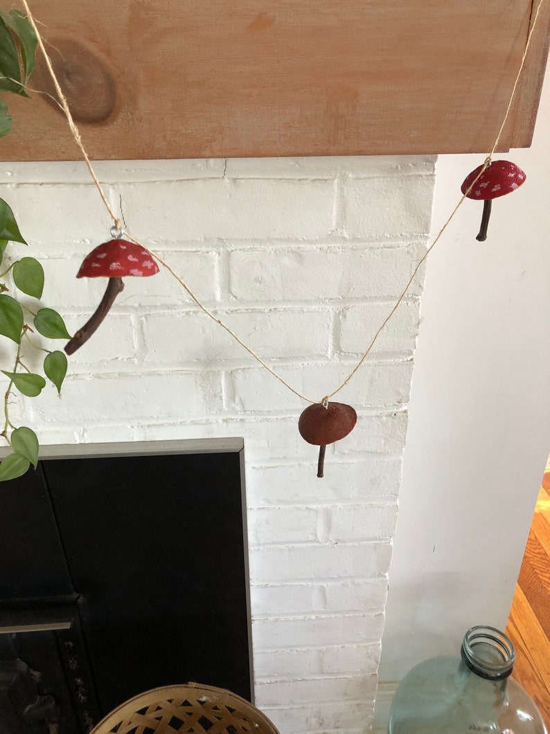 Mushroom Garland - 6ft Handmade Natural Decor with Dried Clementine Rinds - Unique Holiday & Everyday Accent