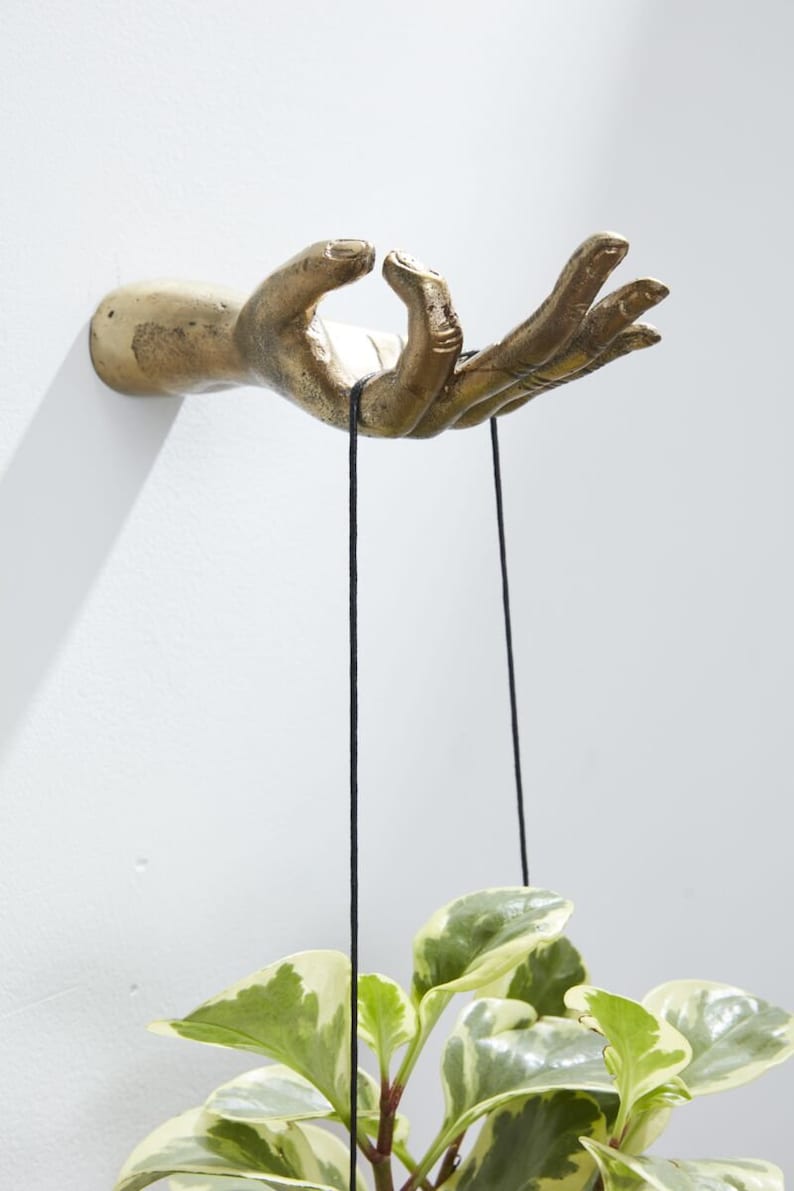 Boho Wall Hook - Antique Gold Decorative Planter Hook - Recycled Aluminum - Ideal for Tillandsia Air Plants & Accessories