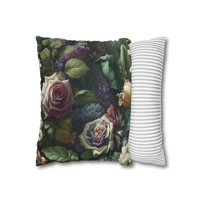 Floral Themed Pillow Case 14x14 inches Double-Sided Print Polyester Cover, Elegant Design for Home Decor