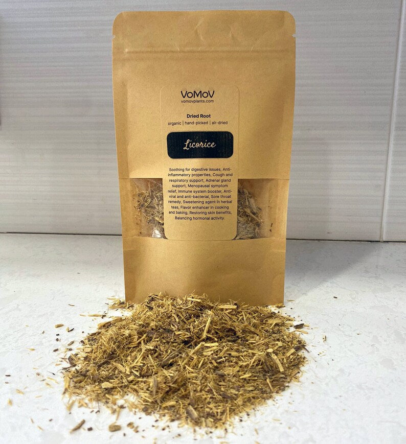 Organic Licorice Dried Root 0.5 oz - Premium Home-Grown, No GMO/Pesticides - Ideal for Tea, Baths, Spices, Crafts, Soap