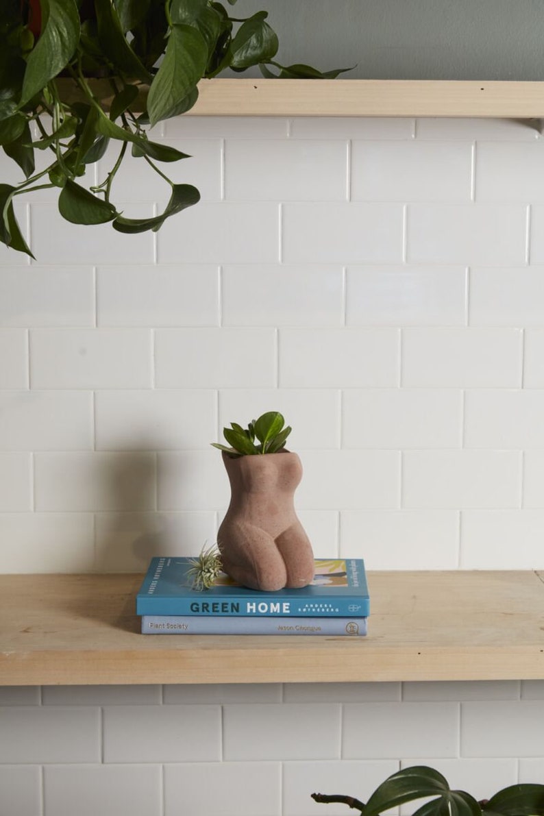 Textured Ceramic Planter Pot - 3.5" Curvy Physique Design - Decorative Use Only - Ideal for Fresh-Cut Flowers and Plants