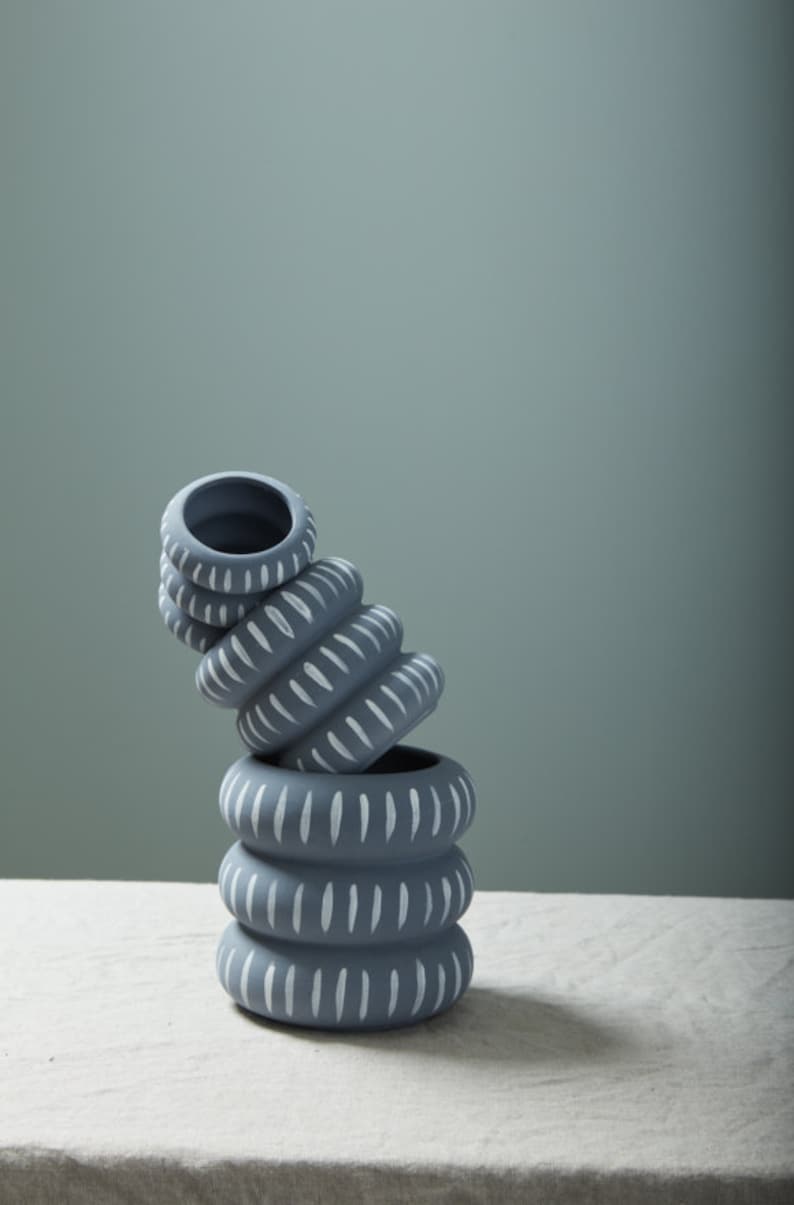 Eloise Planter - 3" Modern Minimalist Ceramic Pot - Blue Grey Glaze for Houseplants - Ideal for Indoor Greenery