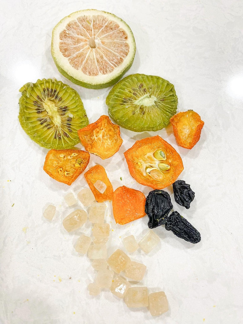 Organic Tea 3-Pack Kiwi Lemon Prune Kumquat Handmade Air Dried Fruit Herbal Blend for Hot & Cold Brew Drinks
