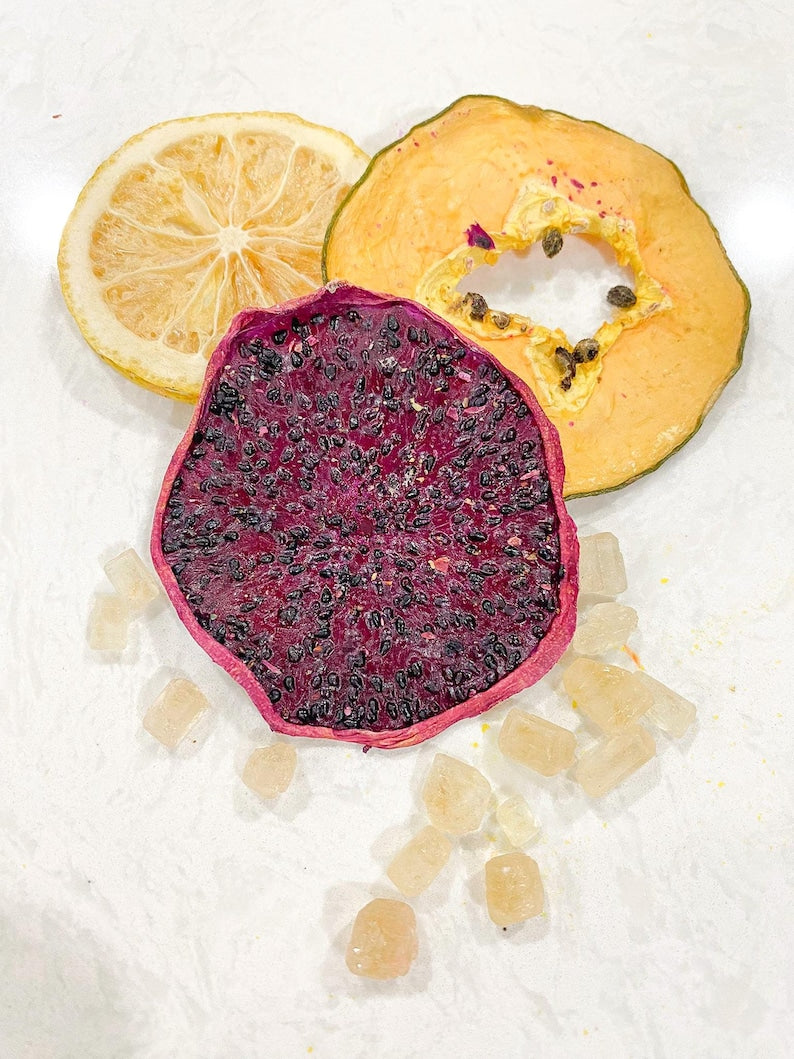 Organic Tea 3-Pack - Papaya, Dragon Fruit & Lemon - Handmade Air Dried Fruit Herbal Blend for Hot or Cold Brew