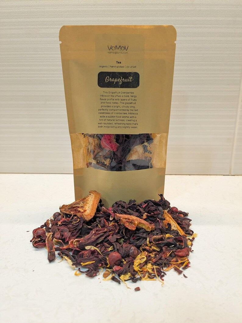 Organic Herbal Tea 1 oz Grapefruit Cranberries Hibiscus Blend - Cold and Hot Brew, Fruity Floral Flavor (Hibiscus sabdariffa)
