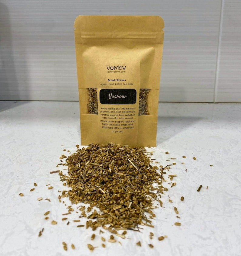 Organic Dried Yarrow Leaves 0.5 oz - Achillea Millefolium, Premium Quality, Hand-Picked, Air-Dried for Tea, Soapmaking, Crafts