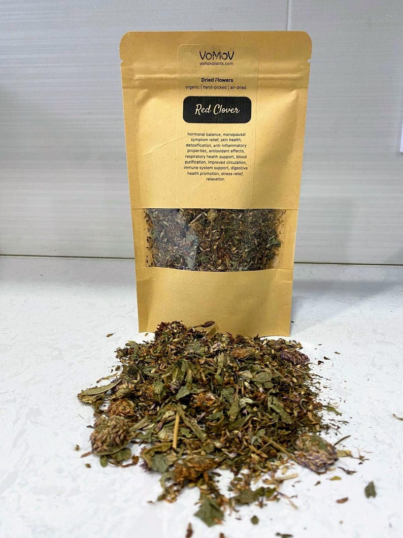 Organic Dried Red Clover Leaves & Flowers 0.5 oz - Trifolium Pratense for Tea, Skin Care, Soapmaking, Spices, Crafts, Aromatherapy