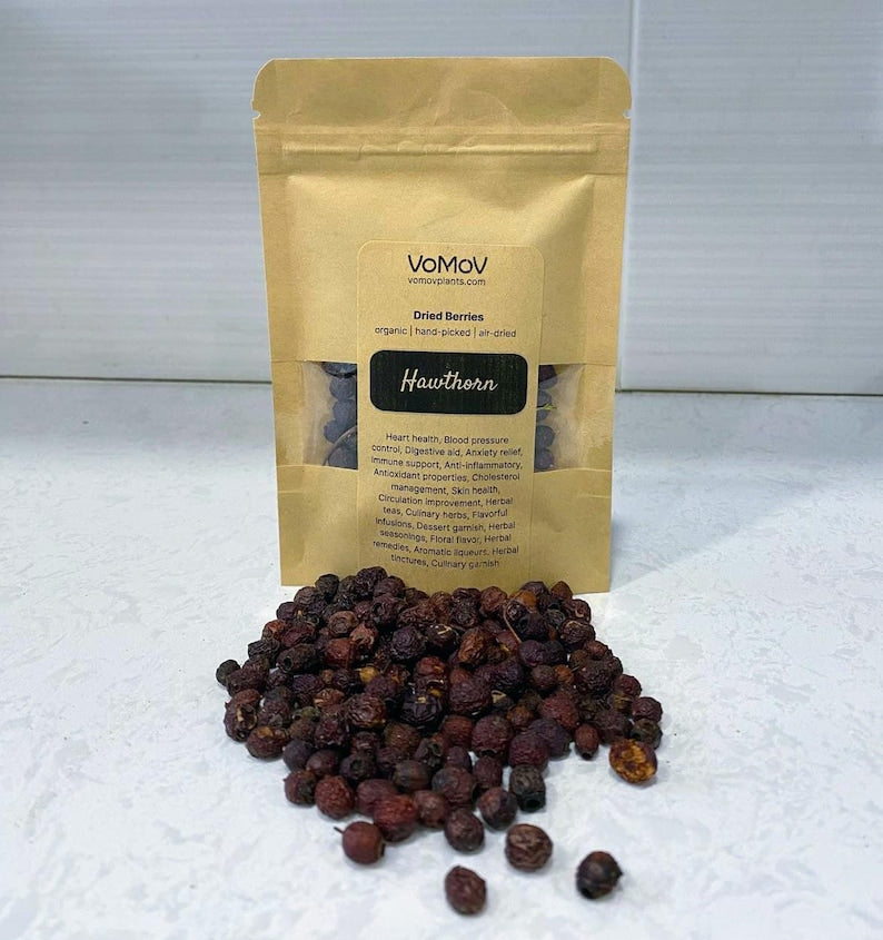 Organic Dried Hawthorn Berries 1 oz - Crataegus - Hand-Picked, Air-Dried, No GMO, Pesticides - For Tea, Cooking, Crafts, Skin Care