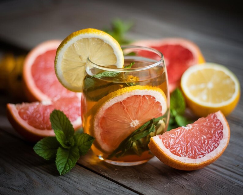 Organic Tea 3-Pack - Grapefruit Peppermint Lemon Blend - Handmade Air Dried Fruit Herb Cocktail Drink