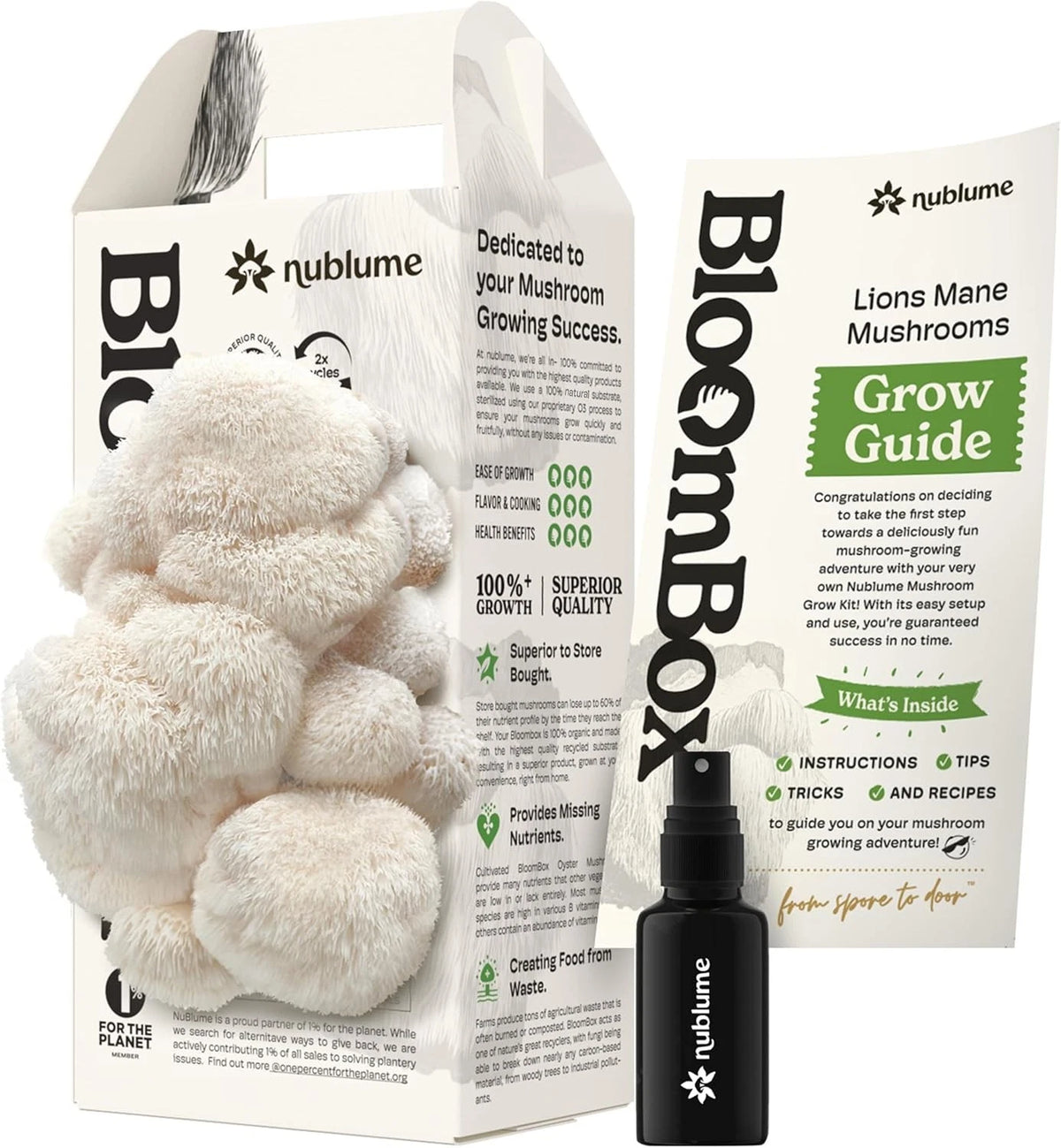 Lion's Mane Mushroom Grow Kit | 2 lbs Indoor All-Natural White Mushrooms | NuBlume Organic Gourmet Cultivation