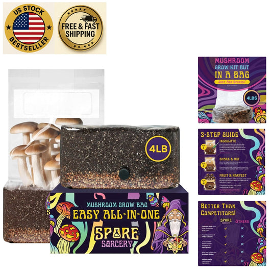 4 LB Mushroom Grow Bag - High Yield, Sterile with Injection Port - Perfect for Home Cultivation (Mushroom Cultivation Kit)