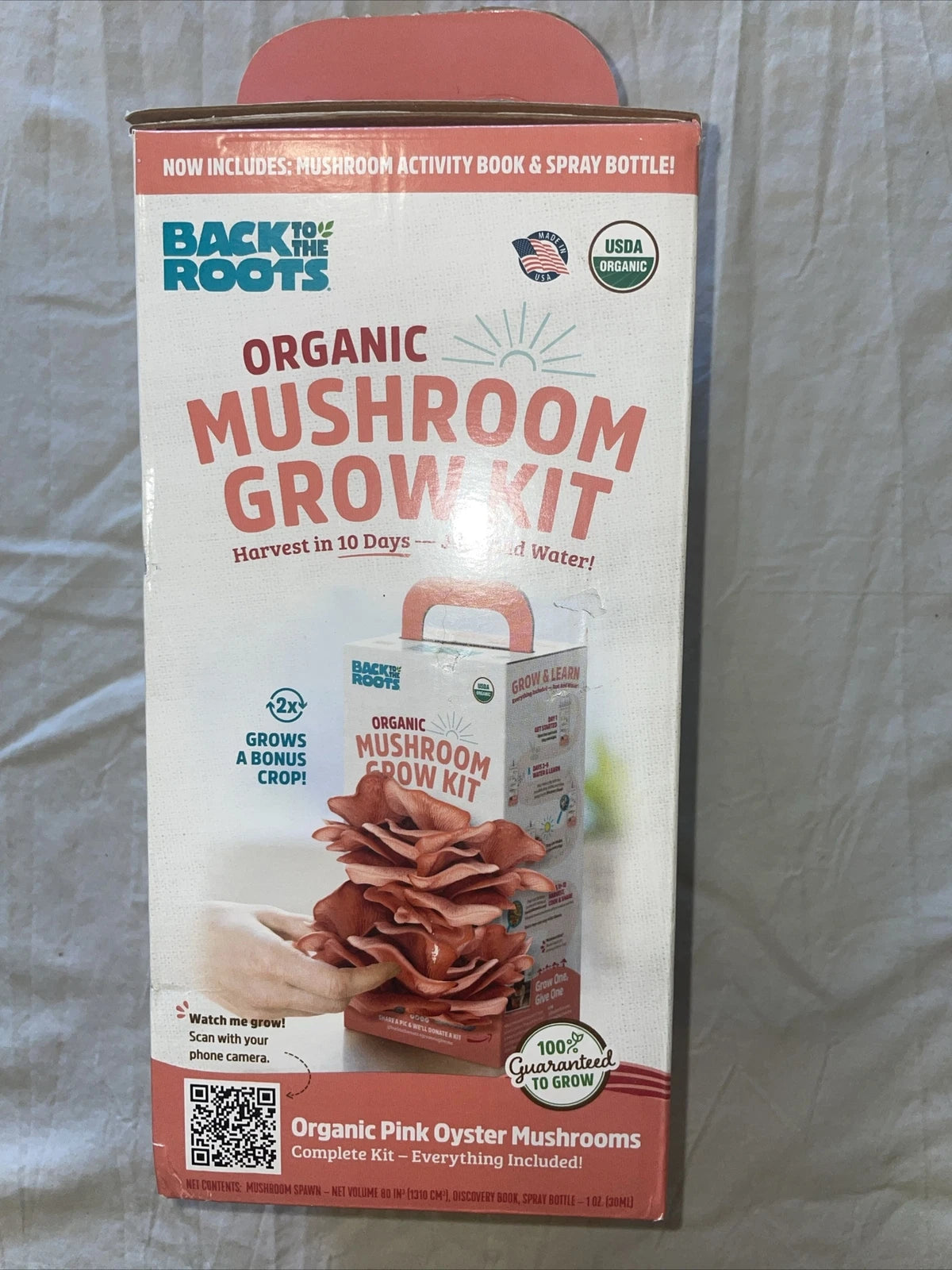 Organic Pink Mushroom Grow Kit - Pink Oyster Variety - Back to the Roots - Indoor Gourmet Mushroom Growing Kit