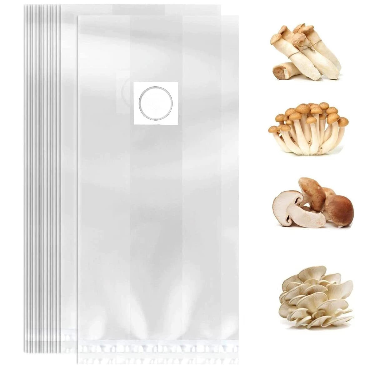 Mushroom Grow Bags 15 Pieces Extra Thick 8 Mil Polypropylene 0.2 Micron Filter for Indoor Gardening