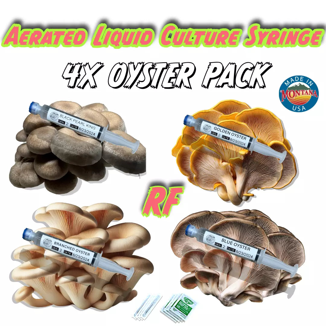 Organic Oyster Mushroom Liquid Culture Syringe Kit - 12ml with Sterile Mycelium, Luer Lock Syringe, 16g Needle, Alcohol Prep Pad