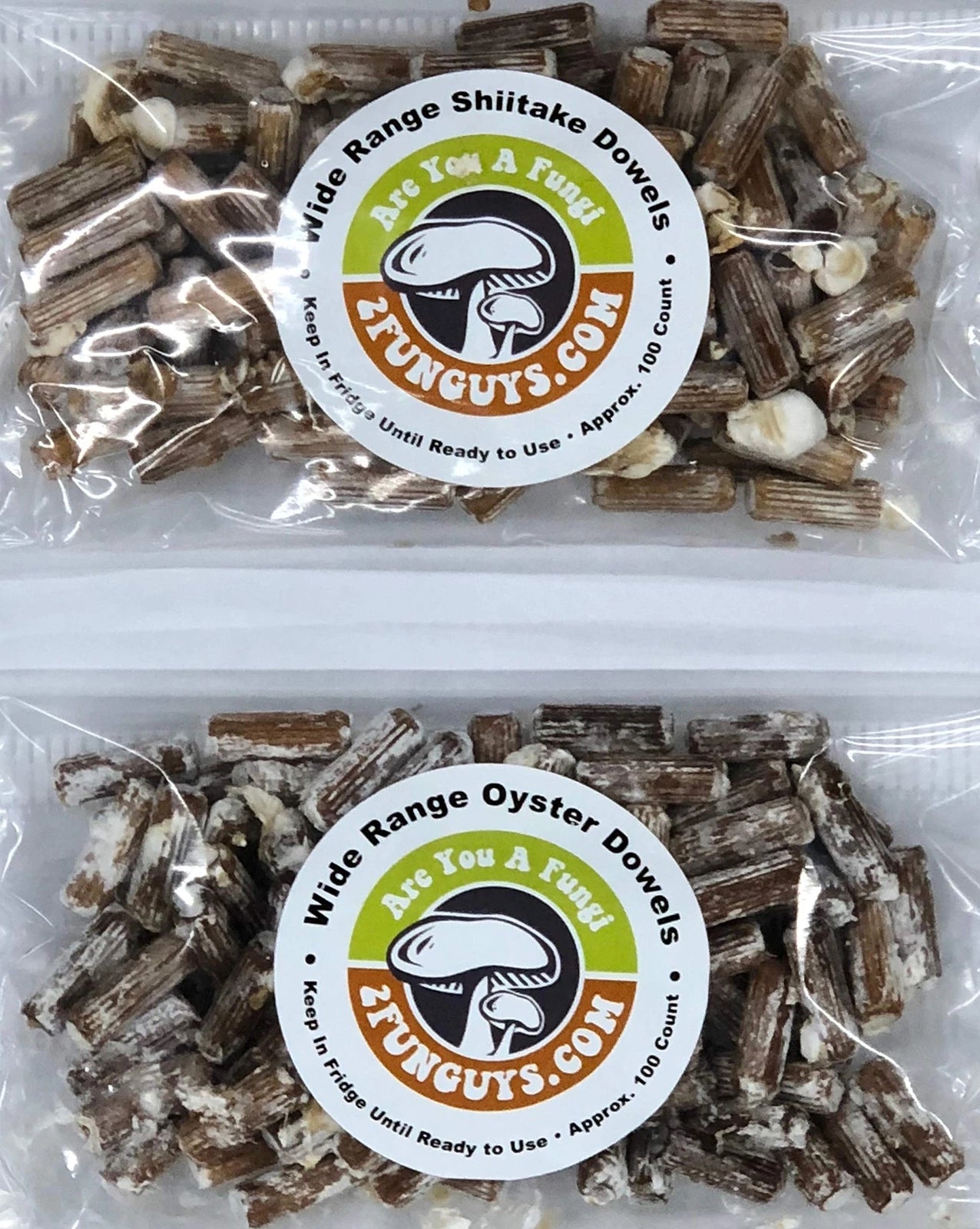 Shiitake & Oyster Plug Spawn Bundle 100 Count Each Mushroom Growing Kit - Lentinula edodes & Pleurotus ostreatus