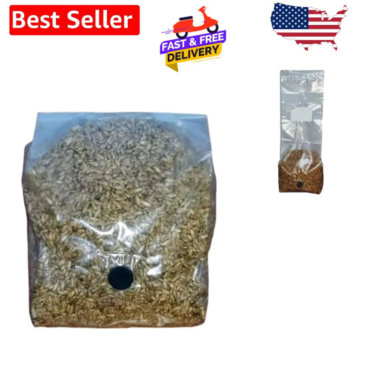 3 LB Plastic Grain Bag for Mushroom Growing with Self-Healing Port - Sterilized Grain for Easy Cultivation