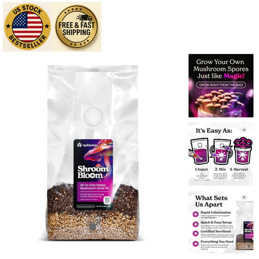 All-in-One Mushroom Grow Kit | ShroomBloom | Fast Growth Guide | Medicinal & Gourmet Mushrooms | Mycology Supplies