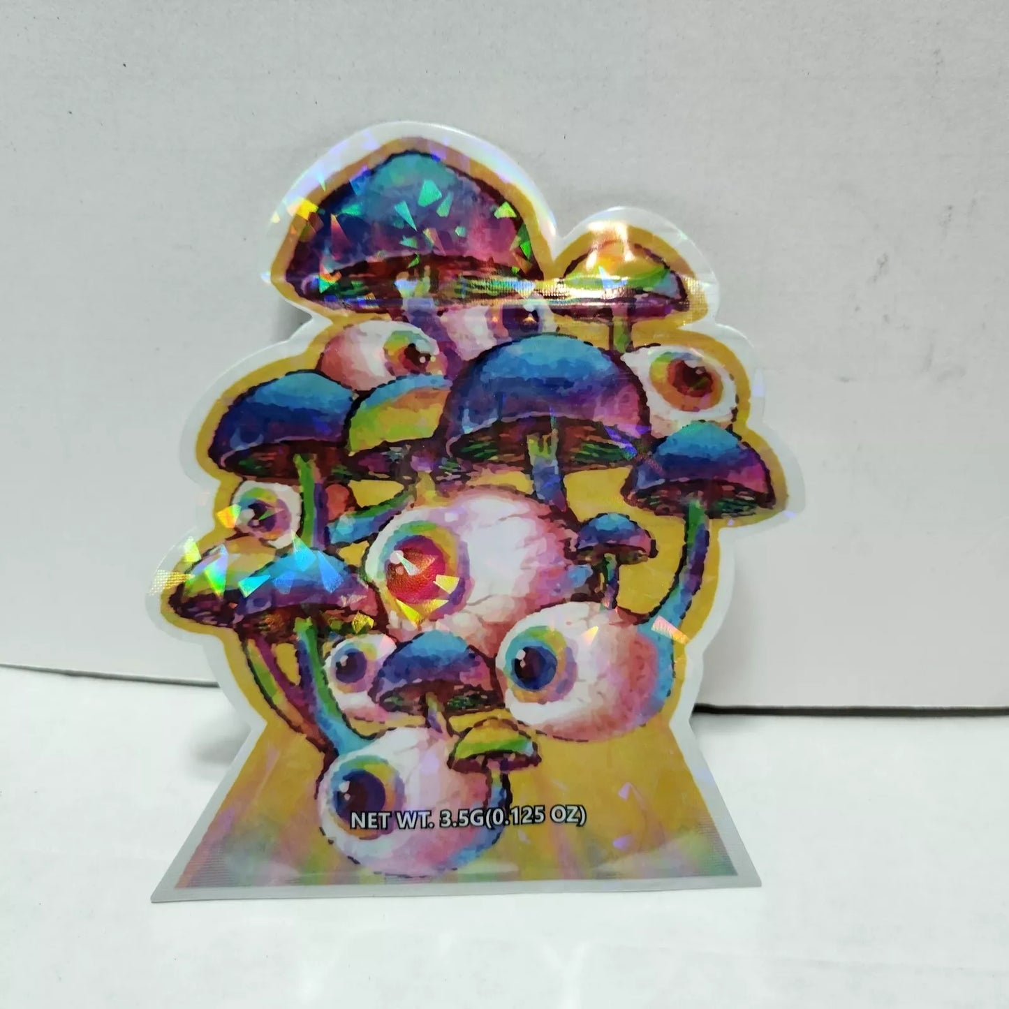 Mushroom Eyeball Holographic Bags 3.5g - 100 Pieces - Empty Packaging for Herbs & Edibles - Husk and Hemp